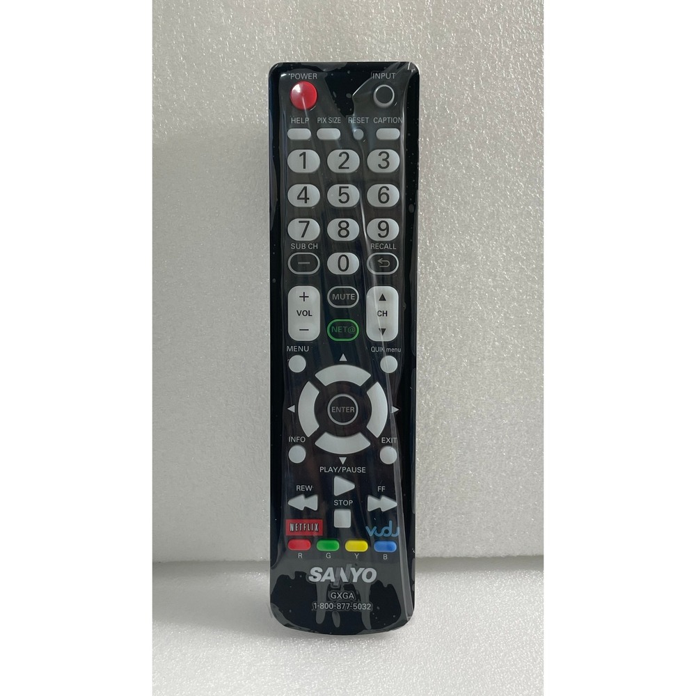 Sanyo GXGA TV Remote Control Replacement Netflix Vudu Black